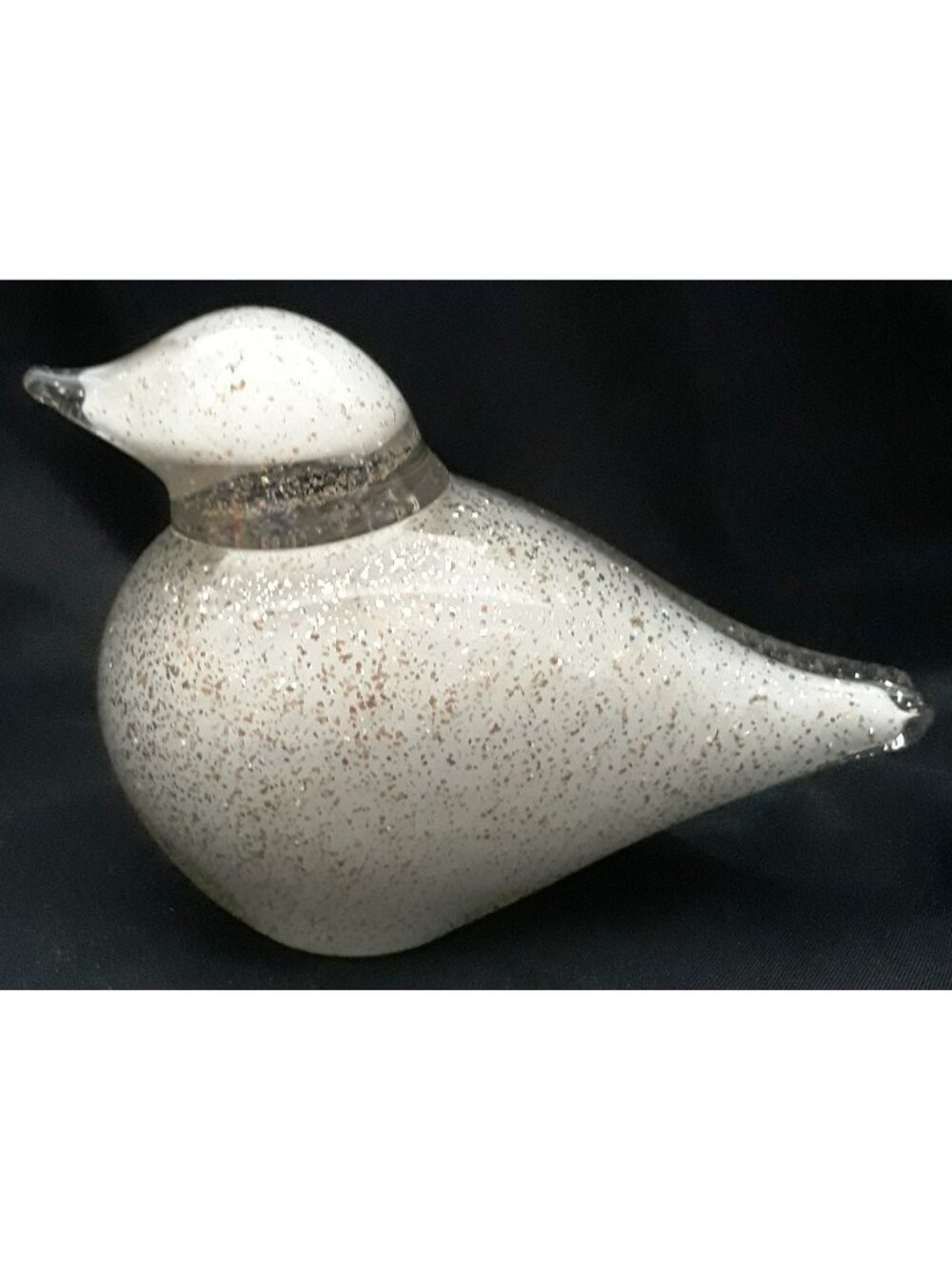 Granilla art GLASS BIRD FIGURINE thick heavy white gold flecks dove figure 6L 4H